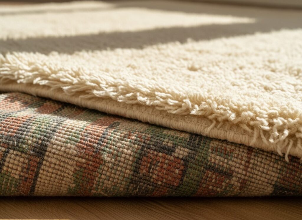 Close-Up Van Gelaagde Vloerkleedtexturen In Wol En Vlakweefsel Choisir Le Tapis Parfait Sous Votre Canapé Ou Table