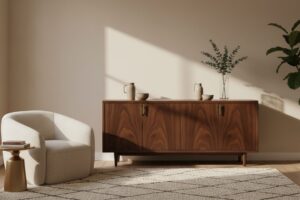 Notelaren Dressoir Als Blikvanger Tegen Een Lichte Wand