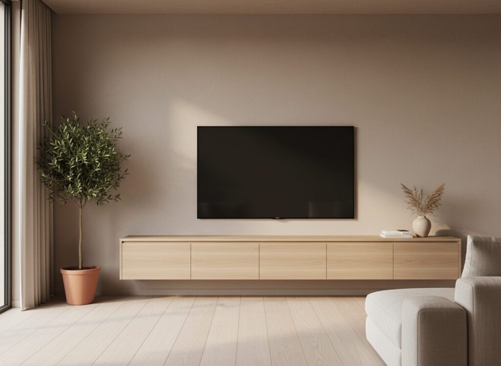 Zwevend Tv-Meubel In Eik Met Gesloten Fronten Choisir Un Meuble Tv : Le Bon Format Et Le Bon Modèle