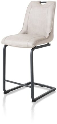 Michiel, chaise de bar - pieds traineau carre + poignee - tissu Pala - Gris clair