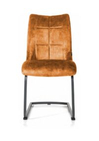 Mischa, chaise - pieds traineau carre + poignee - tissu karese - Jaune ocre