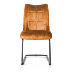 Mischa, chaise - pieds traineau carre + poignee - tissu karese - Jaune ocre