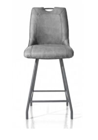 Michiel, chaise de bar - 4-pieds + poignee - tissu Pala - Anthracite
