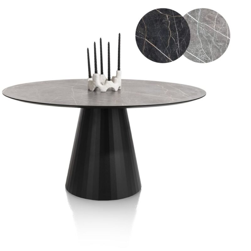 Arabax, Eetkamertafel - Rond - 150 X 120 Cm - Lichtgrijs - Afbeelding 2