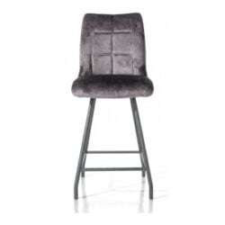 Mischa, chaise de bar - 4-pieds + poignee - tissu Karese - Anthracite