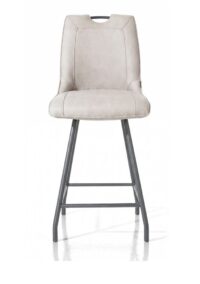 Michiel, chaise de bar - 4-pieds + poignee - tissu Pala - Gris clair