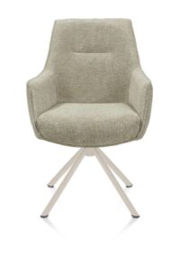 Theo, chaise à accoudoirs - pivotant - crème - confort ressorts - Vada - Sauge verte
