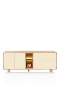 Caserta, Dressoir 200 cm, 2 deuren, 2 laden, 2 openvakken, eiken fineer/lak - Afbeelding 2