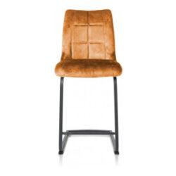 Mischa, chaise de bar - pieds traineau carre + poignee - tissu Karese - Jaune ocre