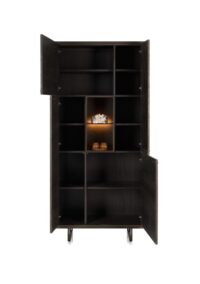 Mogan, Armoire de rangement 100 cm, 4 portes, 1 compartiment ouvert avec LED - Image 3