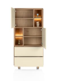 Caserta, Bergkast, 95 cm breed, 2 deuren, 2 openvakken, eiken fineer/lak - Afbeelding 3