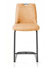 Michiel, chaise de bar - pieds traineau rond + poignee - tissu Pala - Jaune ocre