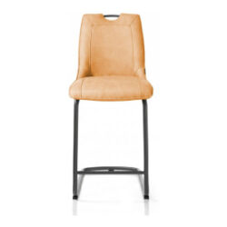 Michiel, chaise de bar - pieds traineau rond + poignee - tissu Pala - Jaune ocre