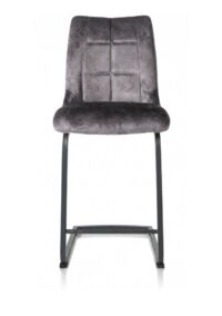 Mischa, chaise de bar - pieds traineau carre + poignee - tissu Karese - Anthracite