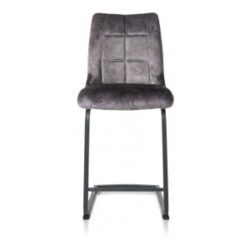 Mischa, chaise de bar - pieds traineau carre + poignee - tissu Karese - Anthracite