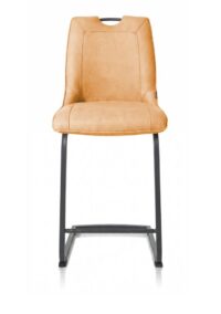 Michiel, chaise de bar - pieds traineau carre + poignee - tissu Pala - Jaune ocre