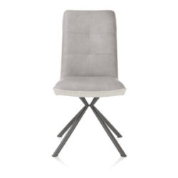 Milva, chaise - 4-pieds graphite - combi tissu Luton / Pala + poignee - Caillou
