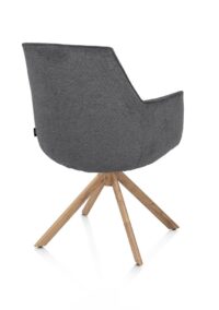 Theo, chaise &agrave; accoudoirs - pivotant avec fonction relax - aspect ch&ecirc;ne - confort ressorts - Anthracite - Image 3