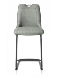 Michiel, chaise de bar - pieds traineau carre + poignee - tissu Pala - Vert