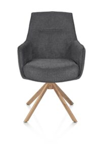 Theo, chaise à accoudoirs - pivotant - aspect chêne - confort ressorts - Vada - Anthracite