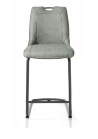 Michiel, chaise de bar - pieds traineau rond + poignee - tissu Pala - Vert