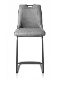 Michiel, chaise de bar - pieds traineau carre + poignee - tissu Pala - Anthracite