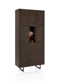 Mogan, Armoire de rangement 100 cm, 4 portes, 1 compartiment ouvert avec LED - Image 2
