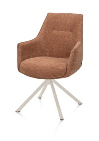 Theo, chaise &agrave; accoudoirs - pivotant - cr&egrave;me - confort ressorts - Vada - cuivre - Image 2