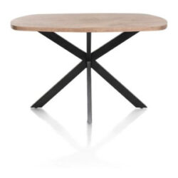 Pavarotti, table 150 x 120 cm - oval - pied en X central - métal - pied central metal