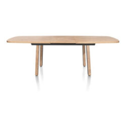 Pavarotti, uitschuiftafel 190 (+ 60) x 110 cm - 4-poot - metaal met houtinleg - tafelpoten (4) met houtinleg