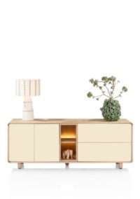 Caserta, Dressoir 200 cm, 2 deuren, 2 laden, 2 openvakken, eiken fineer/lak