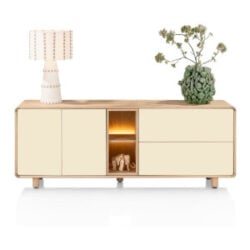 Caserta, Dressoir 200 cm, 2 deuren, 2 laden, 2 openvakken, eiken fineer/lak