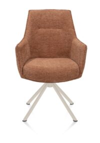 Theo, chaise &agrave; accoudoirs - pivotant - cr&egrave;me - confort ressorts - Vada - cuivre