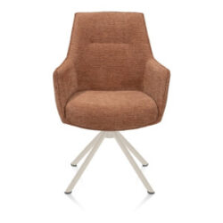 Theo, chaise à accoudoirs - pivotant - crème - confort ressorts - Vada - cuivre