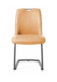Michiel, chaise - pieds traineau carre + poignee - tissu pala - Jaune ocre