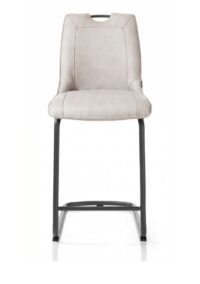 Michiel, chaise de bar - pieds traineau rond + poignee - tissu Pala - Gris clair