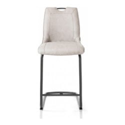 Michiel, chaise de bar - pieds traineau rond + poignee - tissu Pala - Gris clair
