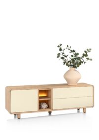 Caserta, Lowboard 170 cm, 1 deur, 2 laden, 2 openvakken, eiken fineer/lak - Afbeelding 2
