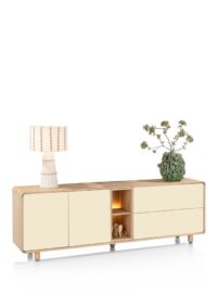 Caserta, Dressoir 230 cm, 2 deuren, 2 laden, 2 openvakken, eiken fineer/lak - Afbeelding 2