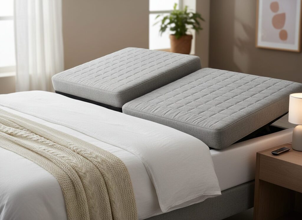 Verstelbare Boxspring Met Splitmatras En Afstandsbediening Verstelbare Boxspring Met Splitmatras En Afstandsbediening