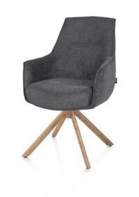Theo, chaise &agrave; accoudoirs - pivotant avec fonction relax - aspect ch&ecirc;ne - confort ressorts - Anthracite - Image 2