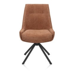 Theo, chaise - pivotant - rough off black - confort ressorts - Vada - cuivre