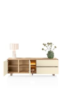 Caserta, Dressoir 230 cm, 2 deuren, 2 laden, 2 openvakken, eiken fineer/lak - Afbeelding 3