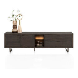 Mogan, Lowboard 220 cm, 2 deuren, 2 laden, 2 openvakken incl. LED