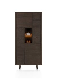 Mogan, Armoire de rangement 100 cm, 4 portes, 1 compartiment ouvert avec LED