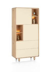 Caserta, Bergkast, 95 cm breed, 2 deuren, 2 openvakken, eiken fineer/lak - Afbeelding 2