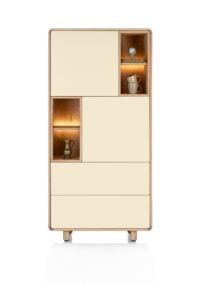 Caserta, Bergkast, 95 cm breed, 2 deuren, 2 openvakken, eiken fineer/lak