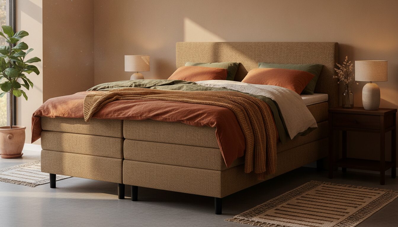 Elektrische Boxspring Met Verhoogde Rugsteun In Een Rustige Slaapkamer Elektrische Boxspring Met Verhoogde Rugsteun In Een Rustige Slaapkamer