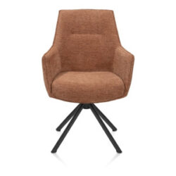 Theo, chaise &agrave; accoudoirs - pivotant - rough off black - confort ressorts - Vada - cuivre