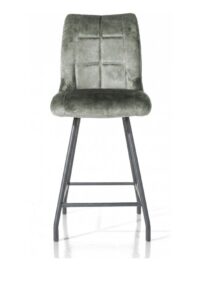 Mischa, chaise de bar - 4-pieds + poignee - tissu Karese - Olive